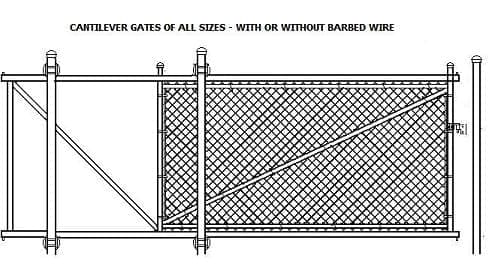 Chain link cantilever gate system