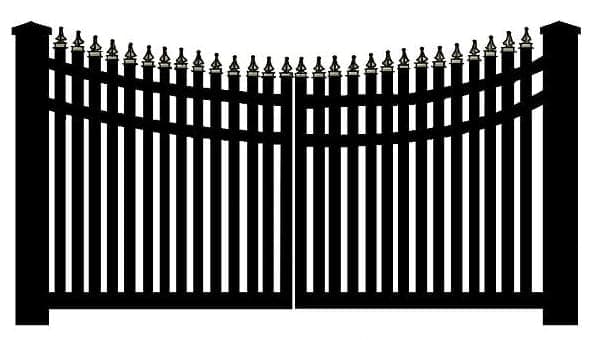 Aluminum gate with scalloped pickets