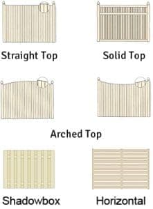 Common wood fence pattern choices and styles